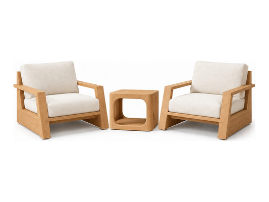 Railay Duo Set: 2 Railay lounge chairs and Wood Sense square side table