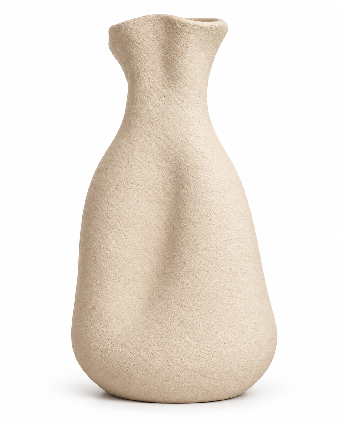 Terra Muse pottery vase in Light Beige, matte textured finish