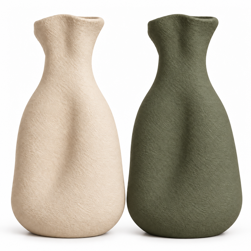 Terra Muse Vase Duo — Light Beige & Olive