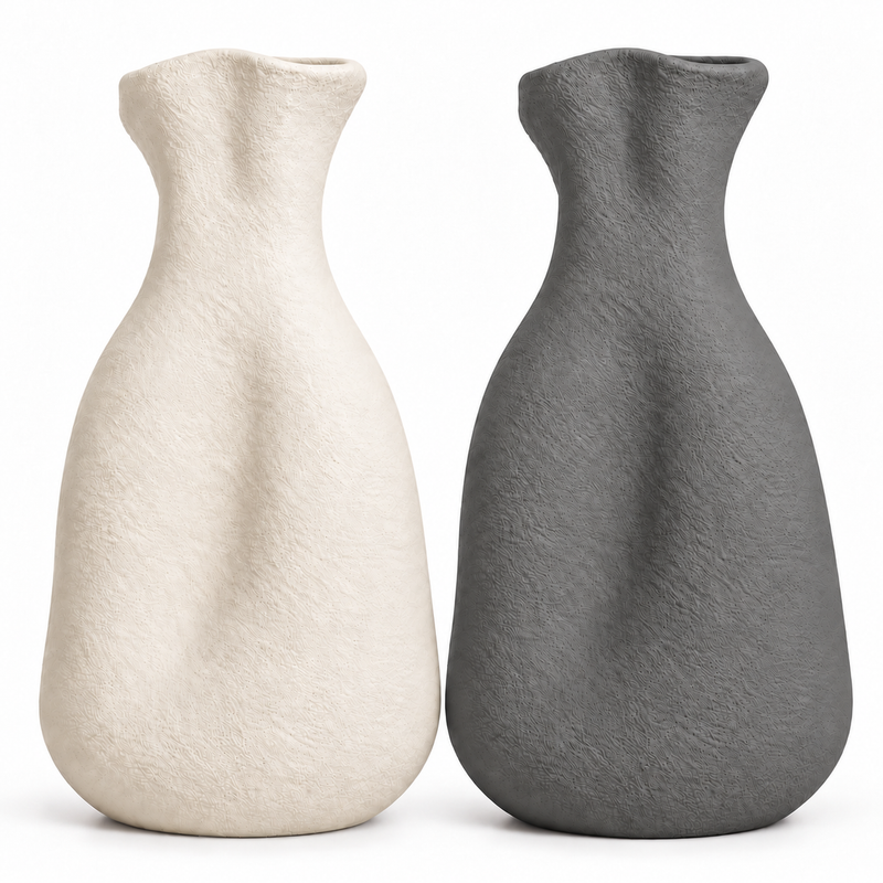 Terra Muse Vase Duo — Ivory & Charcoal