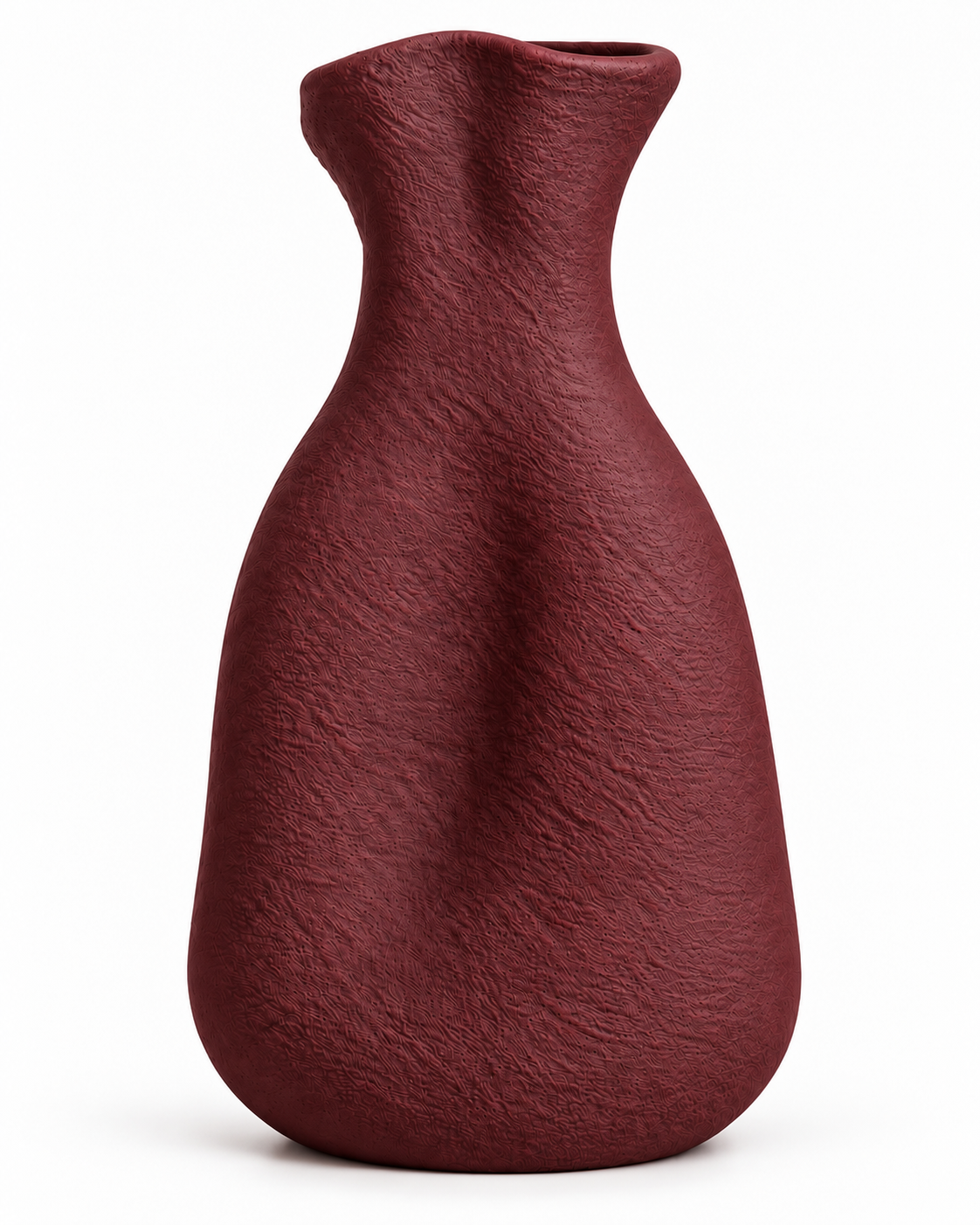 Terra Muse pottery vase in Burgundy, matte textured finish