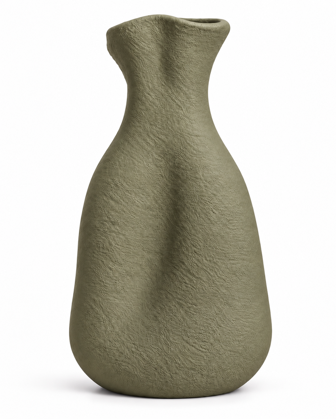 Terra Muse pottery vase in Olive, matte textured finish
