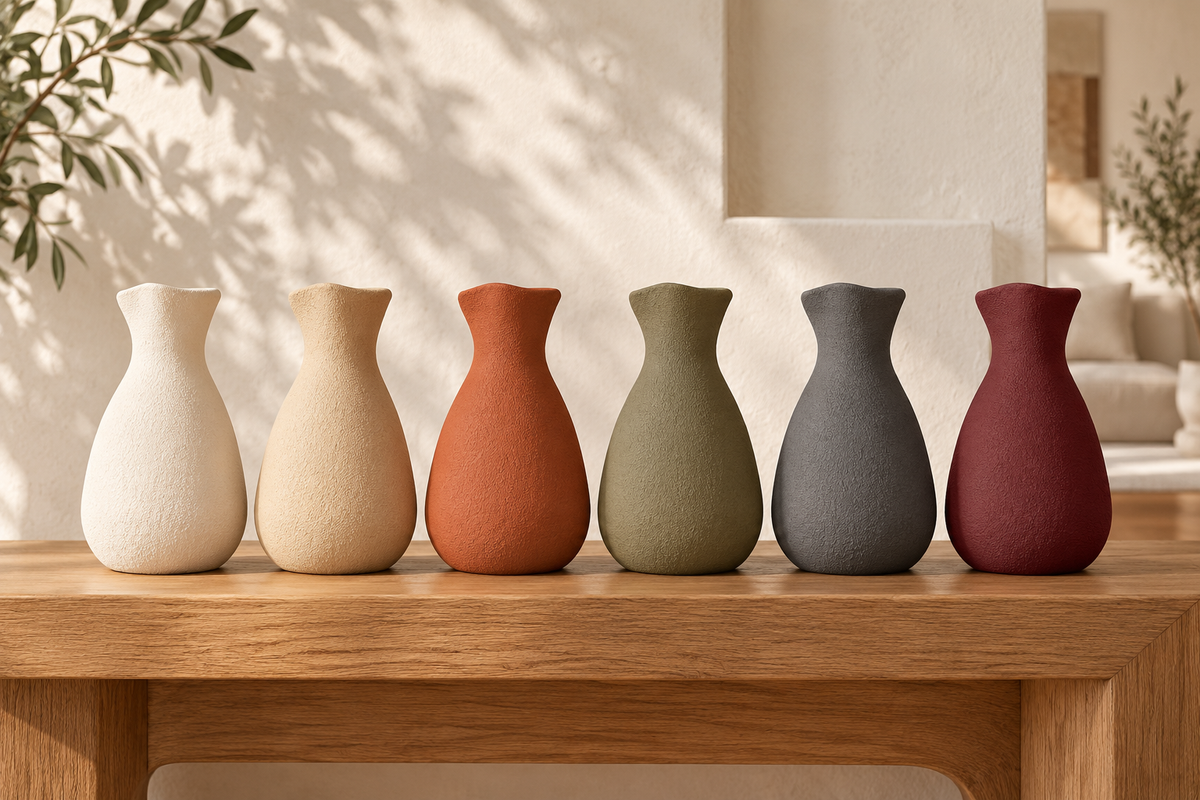Terra Muse pottery vases styled in a living space