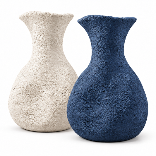 Forma Vase Bundle in Ivory and Dark Blue pottery