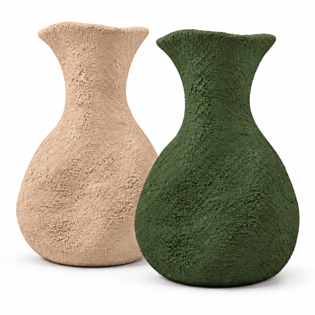 Forma Vase Bundle in Light Beige and Moss Green pottery