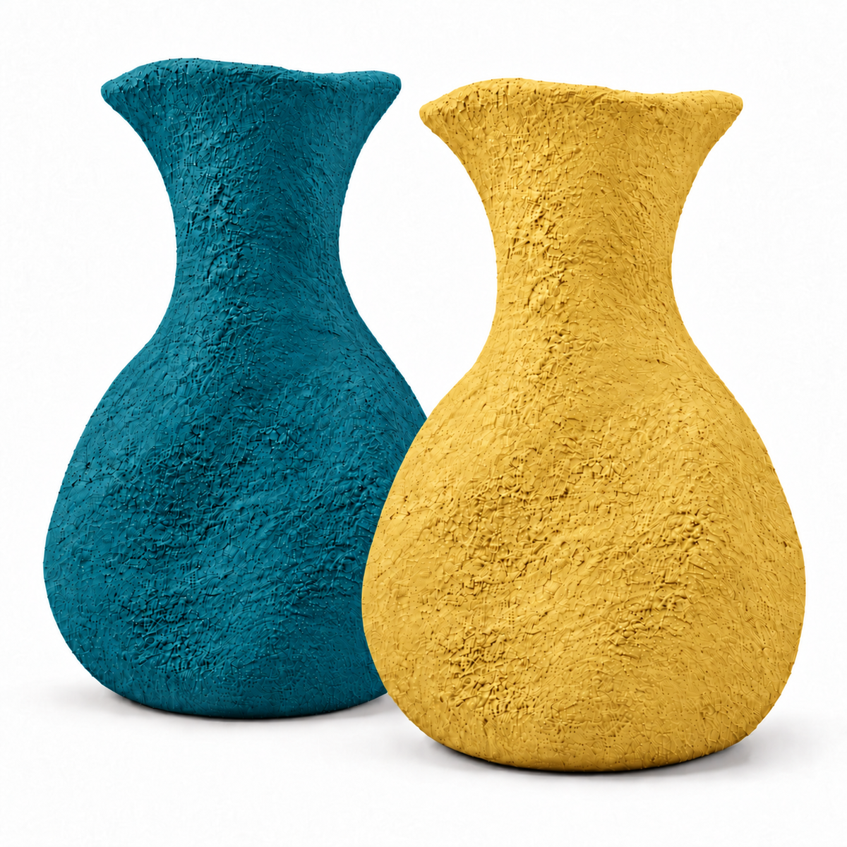 Forma Vase Bundle in Teal and Mustard Yellow pottery