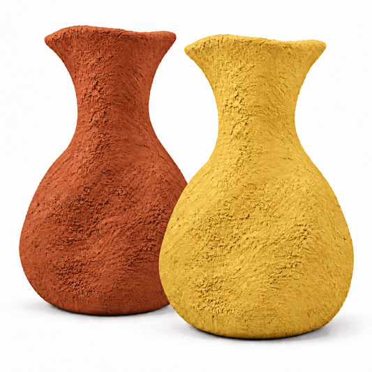 Forma Vase Bundle in Terracotta and Mustard Yellow pottery