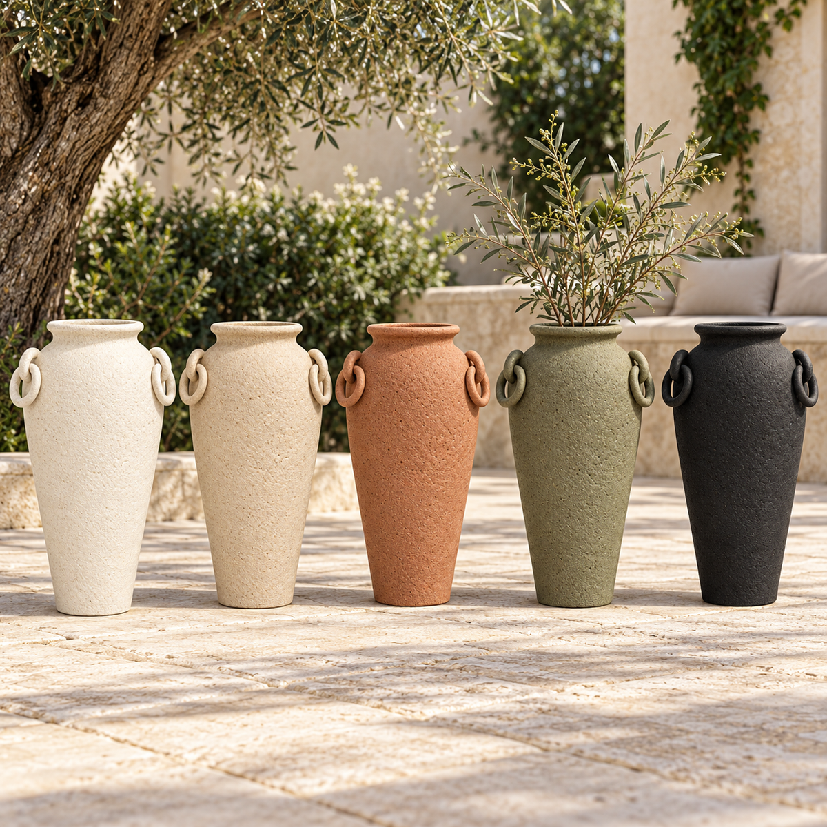 Oria Floor Vase, matte textured pottery