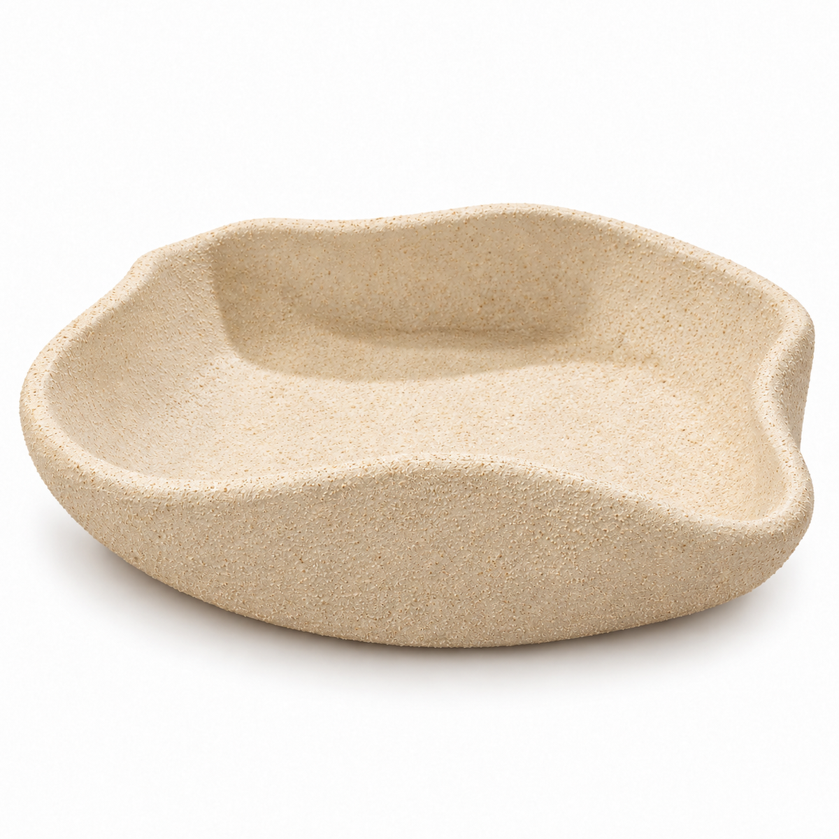 Organic textured pottery bowl, sand-grain matte texture