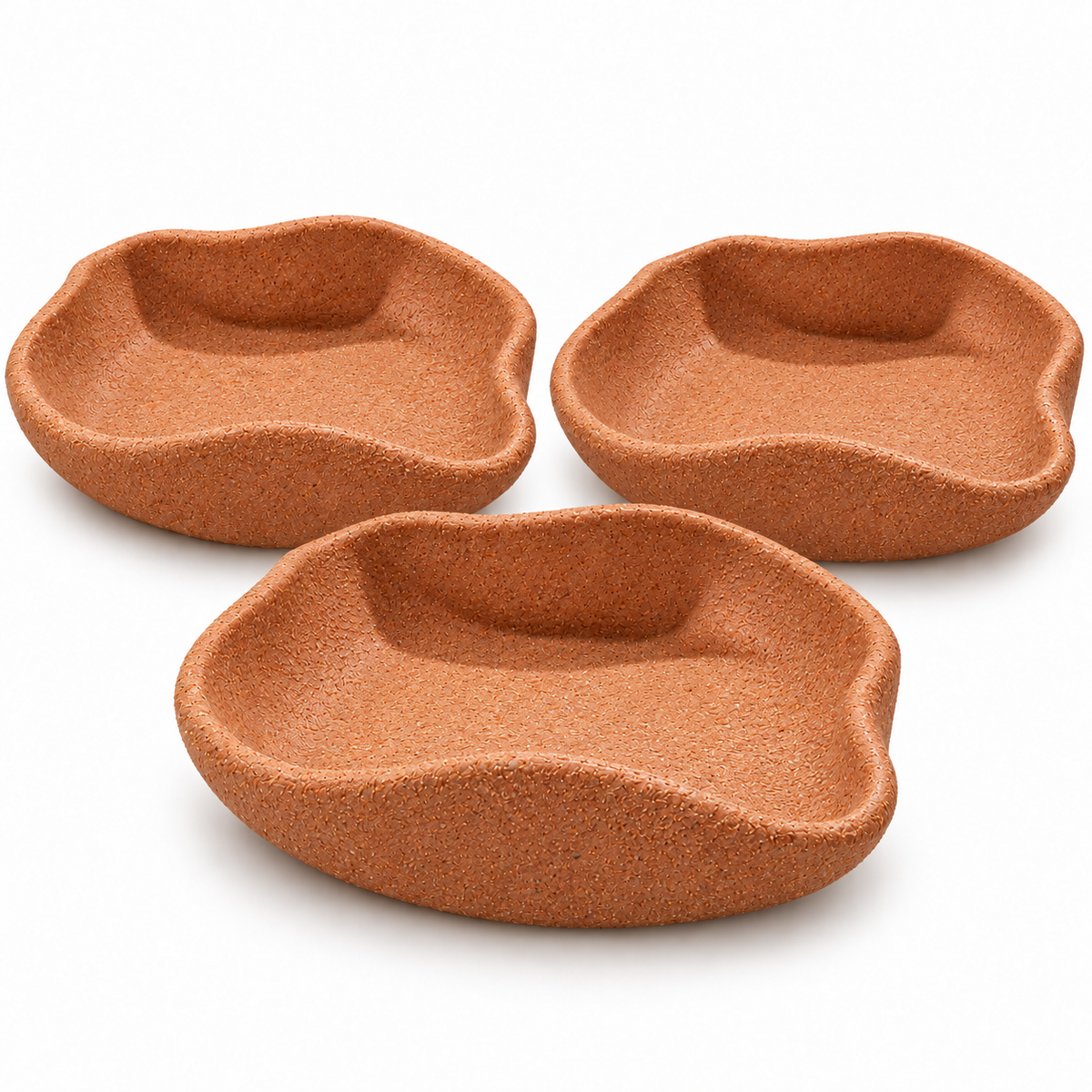 Organic Textured Pottery Bowls set of 3 in Terracotta