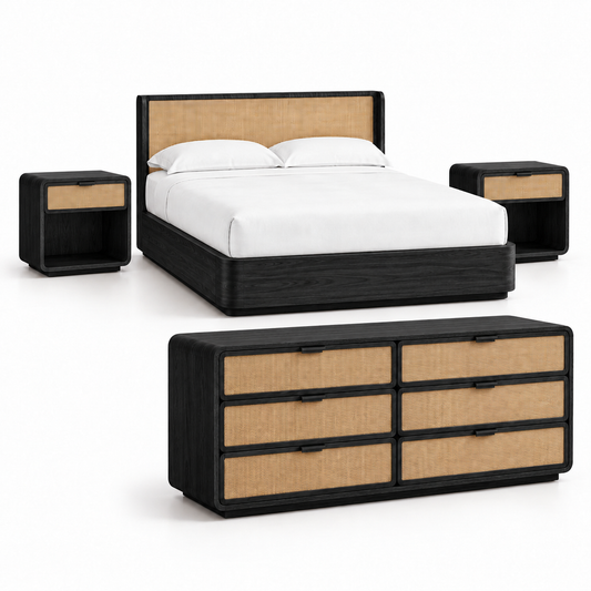Boho-Chic Cane Bedroom Set