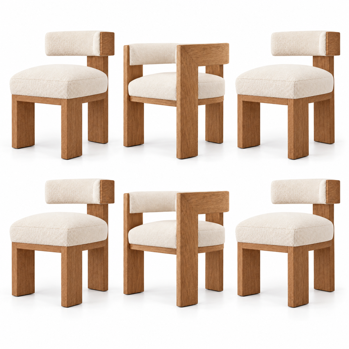Union Mixed Dining Set, 4 chairs and 2 armchairs