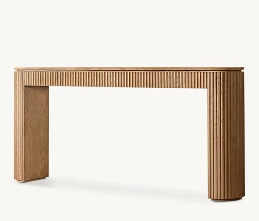 Engraved wood console