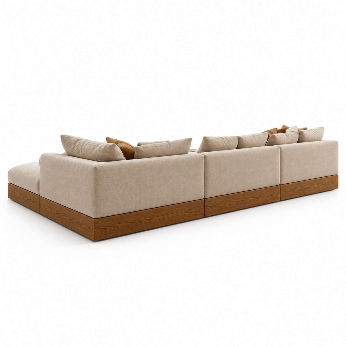 Nara Lounge Sectional Sofa – exposed wooden base detail