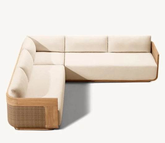 Caramel Cane Sectional Sofa