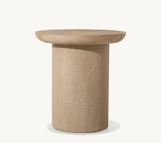 Ada Side Table – Natural Wood, Round Curved Design