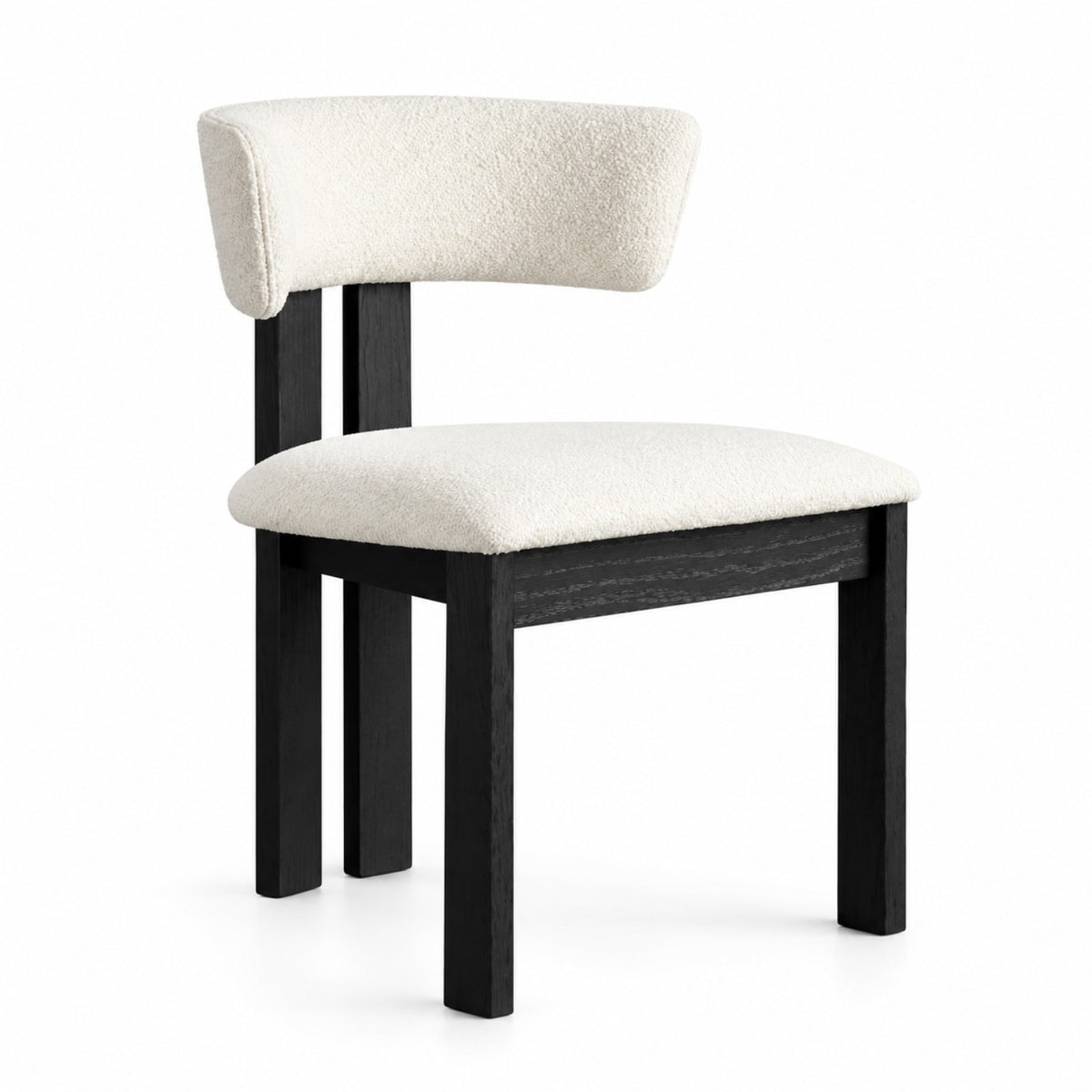 Linea solid beech wood upholstered dining chair — black finish, view 1