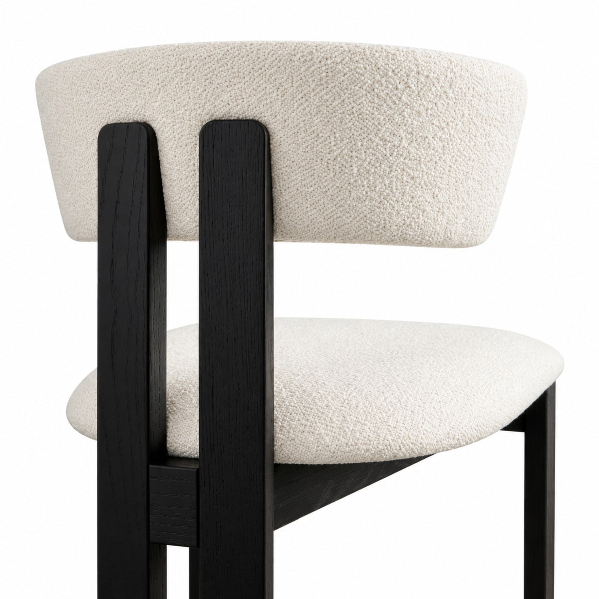 Linea solid beech wood upholstered dining chair — black finish, view 2