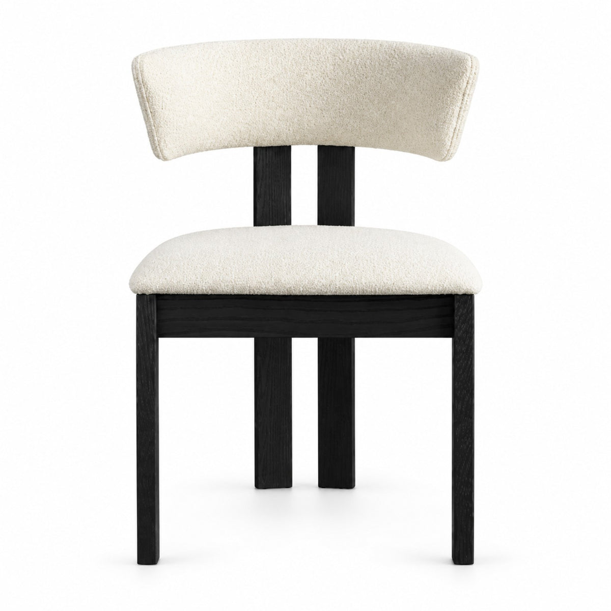 Linea solid beech wood upholstered dining chair — black finish, view 3