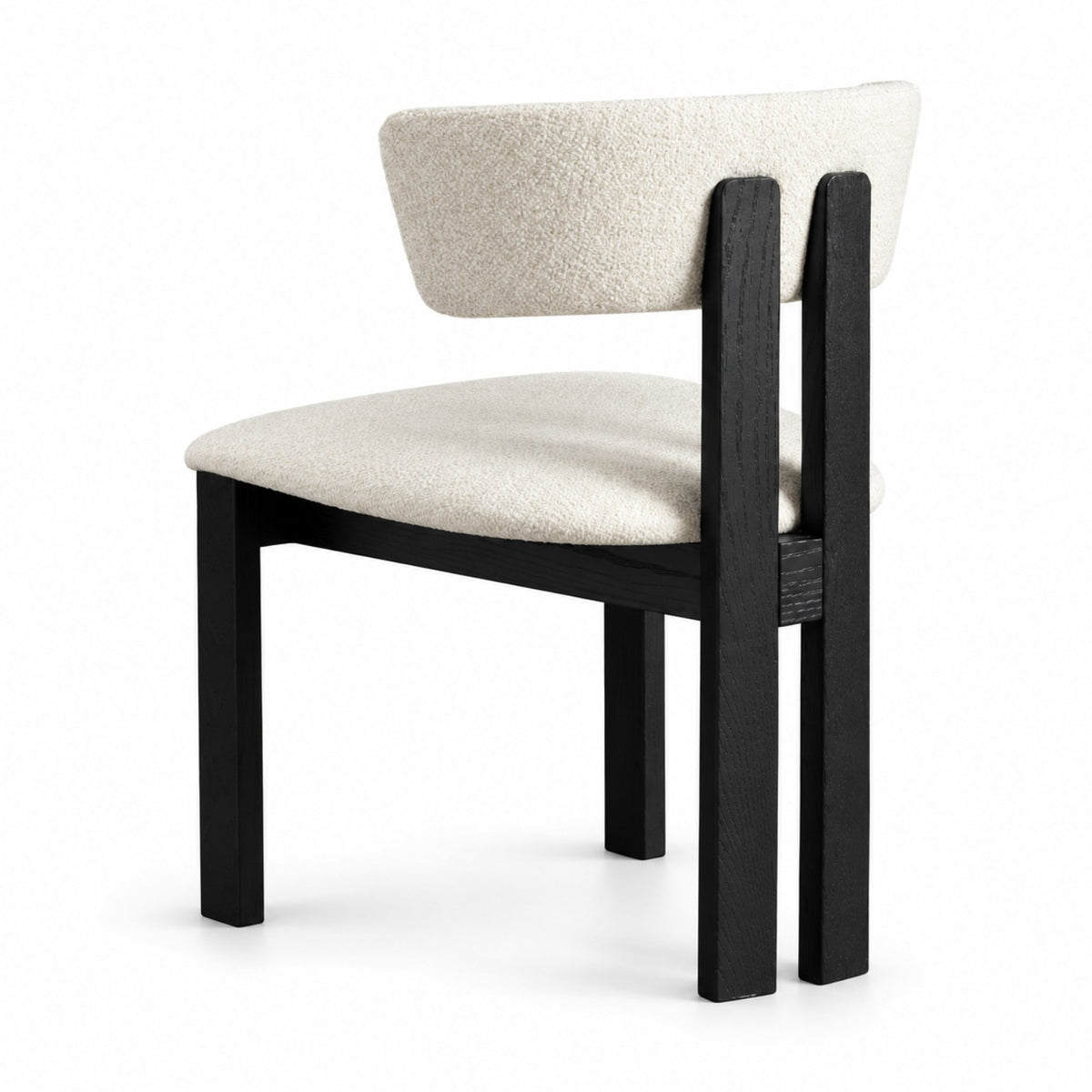 Linea solid beech wood upholstered dining chair — black finish, view 4