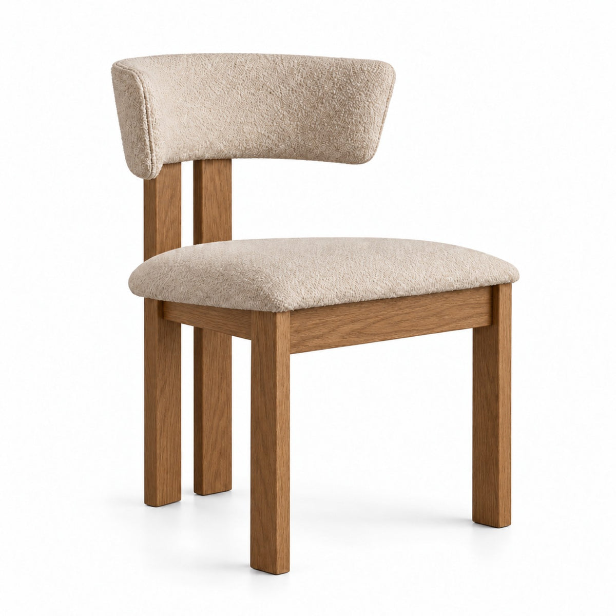 Linea solid beech wood upholstered dining chair — natural finish