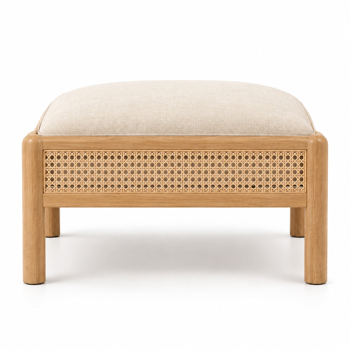 Nola Cane Ottoman front view
