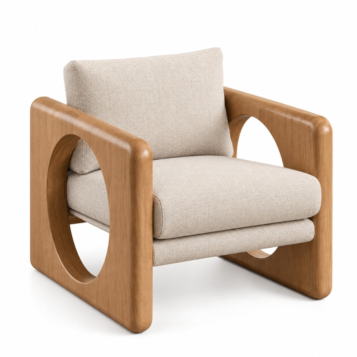Orbis beech wood lounge chair, front angled view
