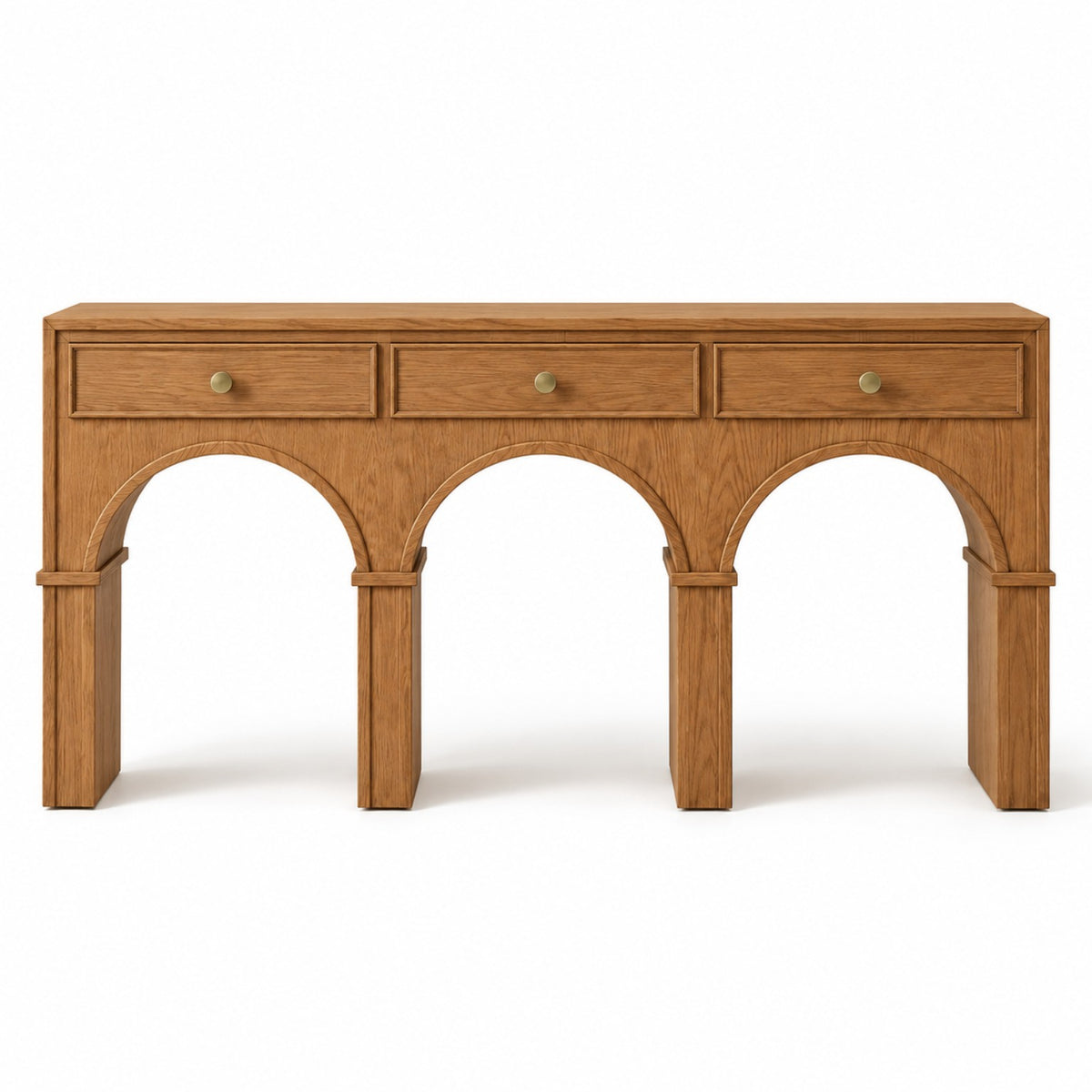 Portico console table front elevation showing three arched openings