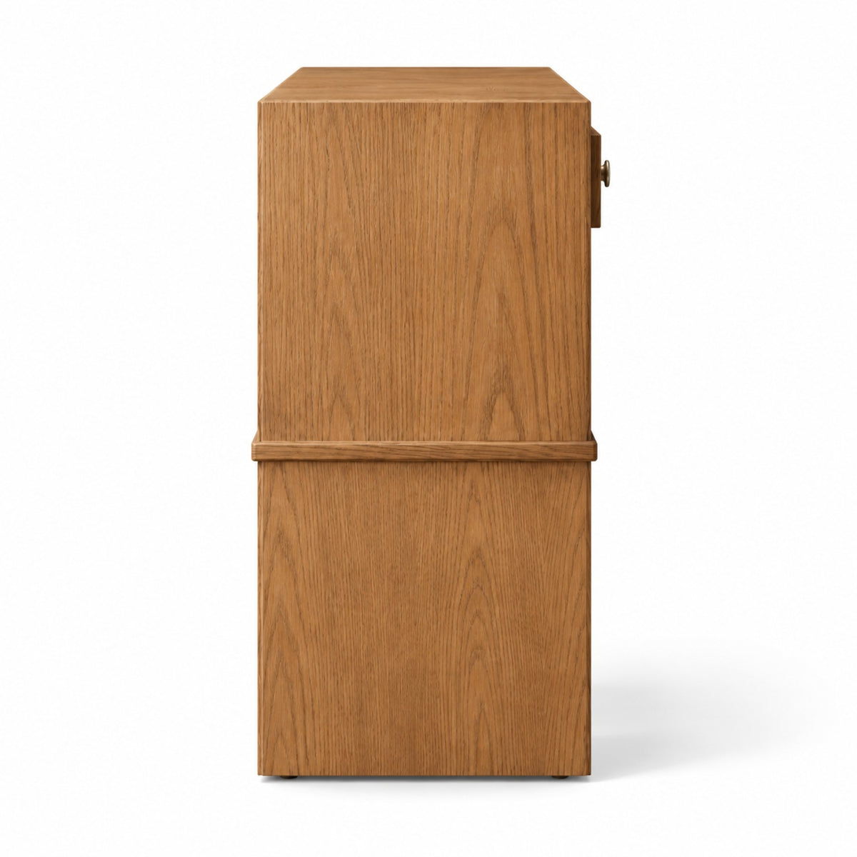 Portico console side view oak veneer