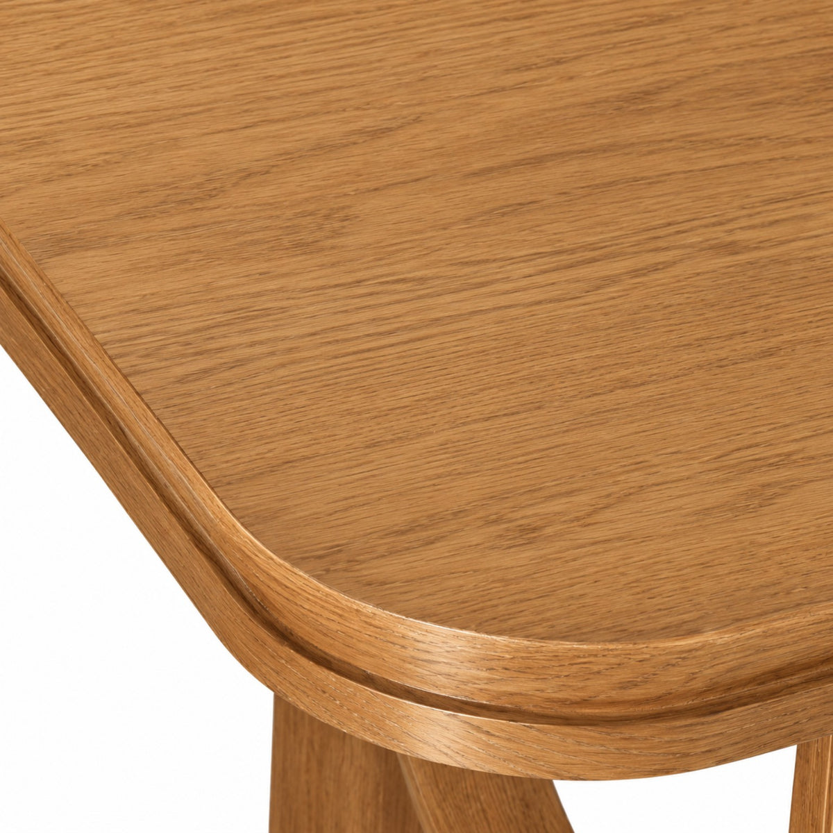 Portico Dining Table rounded oak veneer tabletop close-up